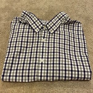 4XB Cutter and Buck purple and grey gingham long sleeved shirt